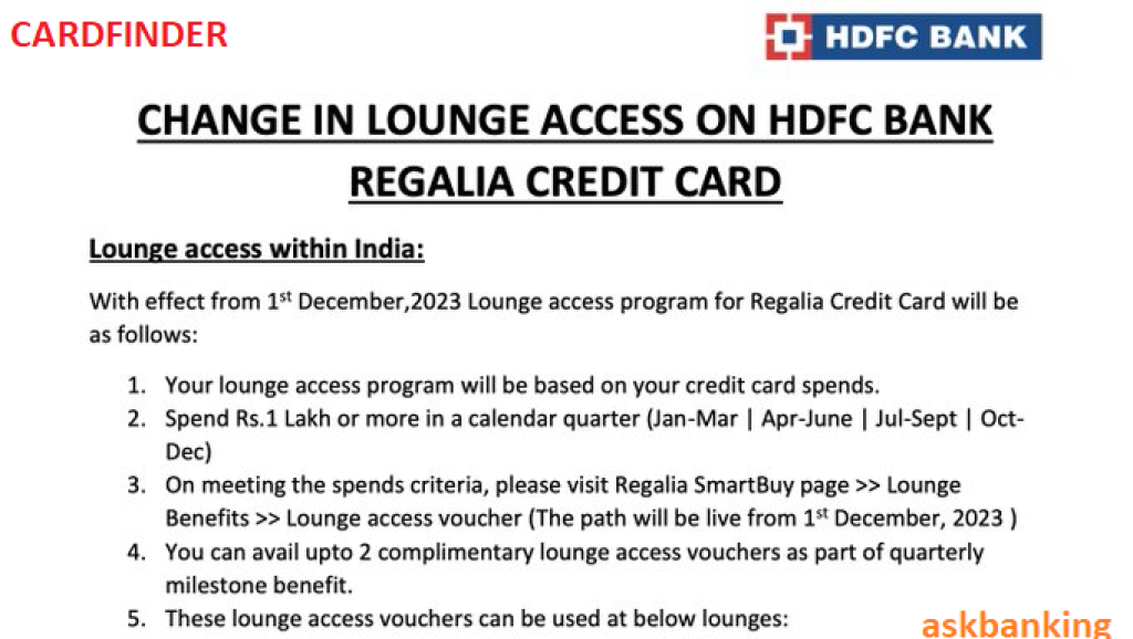 Regalia Credit Card Lounge Access