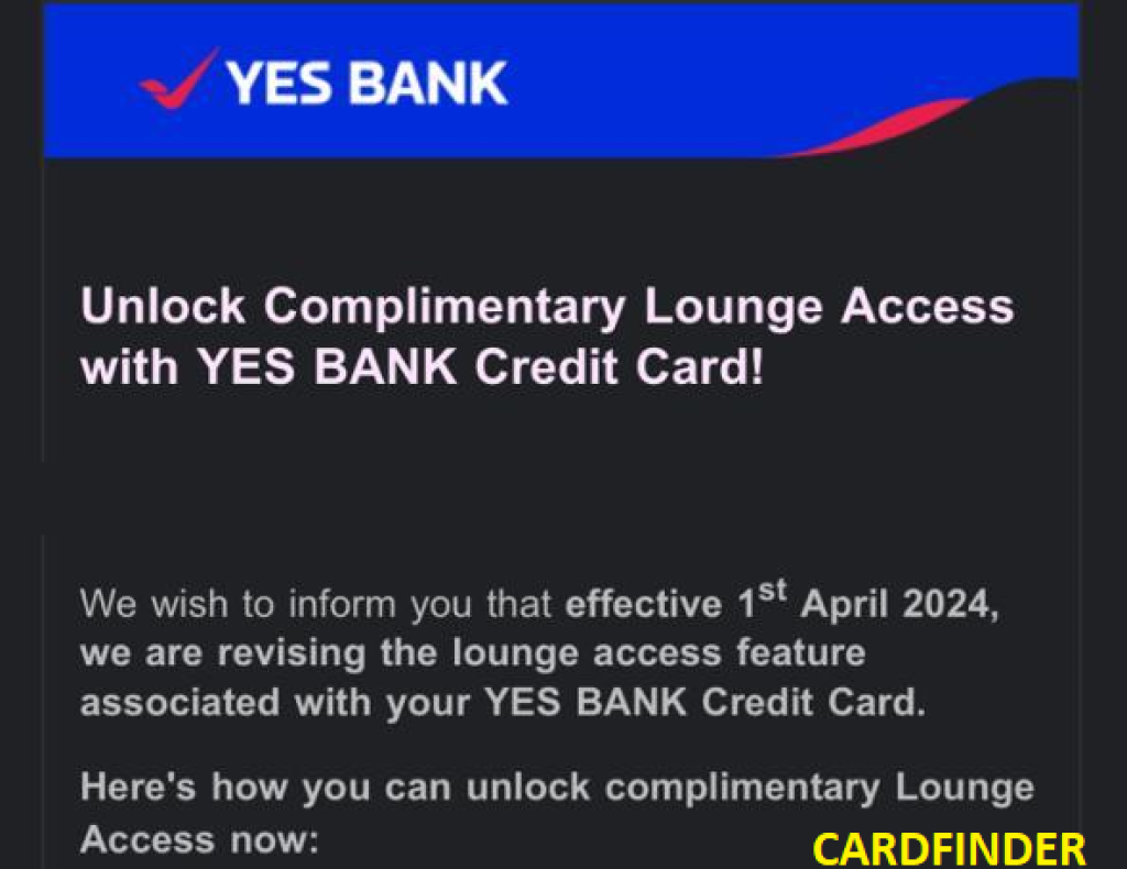Yes Bank Lounge Access Changes