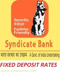 Syndicate Bank – Latest Fixed Deposit Interest Rates
