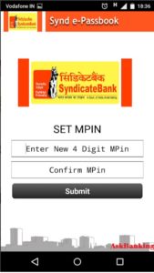 Create MPIN for Synd e-passbook Application