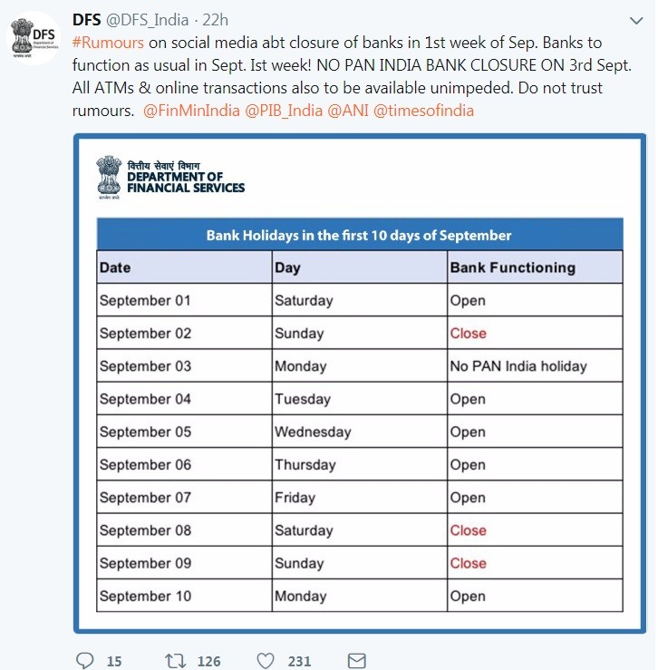 Fake Banking News – 6 Days Bank Holiday in the Month of September