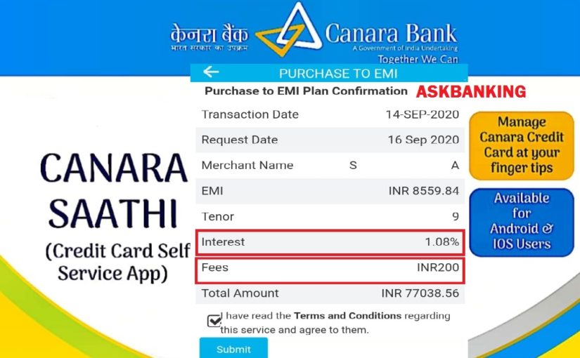 Convert Canara Bank Credit Card Bills to EMI