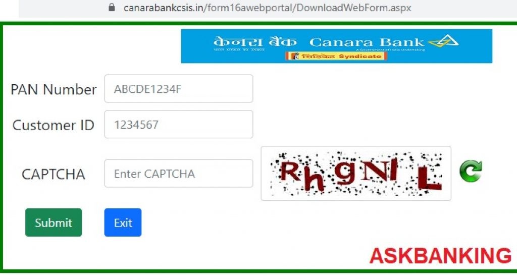 download canara bank form 16
