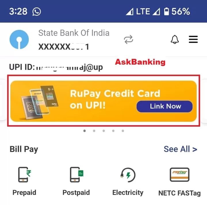 Link Canara Bank Credit Card BHIM UPI